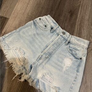 PacSun Light Wash Frayed Denim Shorts